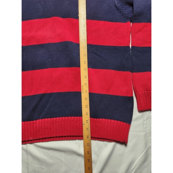 Vintage Tommy Hilfiger Men's Large 90s Pullover Striped Sweater Red Blue Preppy - Picture 6 of 7